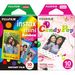 instax mini insant film, Rainbow border, 10 shot pack, suitable for all instax cameras and printers & mini instant film Candypop border, 10 shot pack, suitable for all cameras and printers