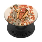 Super Hot Dog Monster Food Japanese City Kawaii Hot Dog PopSockets PopGrip Adhésif