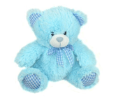 25CM BLUE TEDDY BEAR Gingham Baby Shower Baby Boy Gender Reveal Gift Present