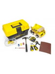 Stanley Jr Wood Kit Bundle & 6 Pc Tool Set & Toolbox OK006-SY Dump Truck Kit Toolbox Hammer Screwdriver Philips & Flat Mini clamp Tape measure Safety Goggles