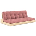 Canapé lit futon base rose sorbet couchage 130cm dossiers coffres