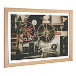 Big Box Art Framed Print of Vintage Movie Film Reel (1) Design | Wall Art Picture | Home Decor for Kitchen, Living, Dining Room, Bedroom, Hallway, Office, Oak, A2 / 24.5x18 Inch / 62x45cm