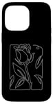 Coque pour iPhone 14 Pro Max Rose Fleur Abstraite Dessin Minimaliste one Line Art