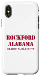 Coque pour iPhone X/XS Rockford Alabama Coordonnées Souvenir