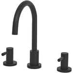 Beliani - Robinet Mélangeur 3 Trous en Laiton et Acier Inox Noir Mat Ajout Design au Lavabo et Accessoire Déco pour Salle de Bain Moderne