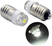 E10 Ampoule LED CC 3V 0.5W 6000K Blanc 200LM Ampoule LED pour Phare Lampe Torche Phare, Terre Négative (Lot de 2).[V996]