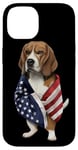 Coque pour iPhone 14 Beagle Dog Patriot Wrap dans le drapeau des USA American Spirit