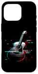 Coque pour iPhone 16 Pro Glitch Guitare acoustique – Amateur de musique de guitare vintage