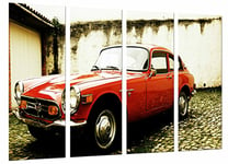 Tableau Moderne Photographique, Impression sur bois, Voiture Honda Red Vintage Classique, Carretera Carrera,, 131 x 62 cm, ref. 27054