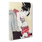 Big Box Art Mother Breastfeeding Her Son by Kitagawa Utamaro Painting Canvas Wall Art Framed Picture Print, 30 x 20 Inch (76 x 50 cm), White, Brown, Grey, Pink, Red