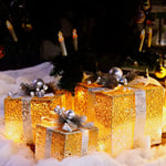 CCLIFE Lot de 3 Cadeau Lumineux Noel Boîtes à Cadeaux Lumineuses LED pour Décoration de Noël, Mariage, Maison et Fêtes CushHom