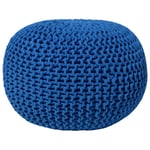 Pouf Rond en Coton Bleu à Billes de Polystyrène Accessoire d'Intérieur Doux Con