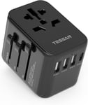 Adaptateur Voyage Universel, Adaptateur Prise Universelle Avec 3 Usb Et 1 Usb C, Adaptateur De Voyage 2500W Prise Adaptateur Universel France Vers Usa Uk Canada Eu Aus Japon Thaïlande, Noir