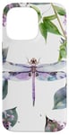 iPhone 14 Pro Max Dragonfly Surrounded by Lilac Flowers and Leaves Case