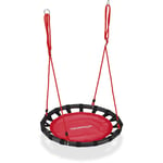 Balançoire nid d'oiseau rond 80 cm à suspendre panier enfant adulte jardin extérieur 100 kg , rouge - Relaxdays