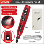 Mini perceuse sans fil aste par USB,stylo de gravure sans fil avec LED,outil micro distant,mini graveur Dremel,travail de calcul - Type Only Drill