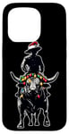 Coque pour iPhone 15 Pro Bull Rider Chapeau de Noël Motif taureau