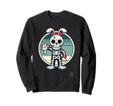 Rebellious bunny in skeleton costume with thumbs-down Sweatshirt