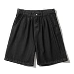 Short En Jean À Jambes Larges Pour Homme,Baggy,Observateur,Solide,Décontracté,Longueur Aux Genoux,Cinq Points,Été