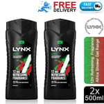 2x Lynx 12Hr Refreshing Africa Squeezed Mandarin & Sandalwood BodyWash XXL 500ml