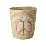 Rice - Round Raffia Basket - Peace and Dove Embroidery