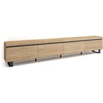 Skraut Home - Meuble TV - Banc Télé - Grand espace de Rangement - 320x35x57 cm - TV grand format - Design industriel - Style moderne - Chêne