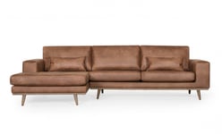 SoffaDirekt STOCKHOLM Leather Divansoffa Vänster Cognac