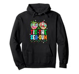 Tis The Sea Sun Santa Beach Summer Christmas In July Summer Pullover Hoodie