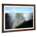 Big Box Art Framed Print of Victoria Falls Zimbabwe Rainbow Mountain Landscape Design | Wall Art Picture| Home Decor for Kitchen, Living Room, Bedroom, Office, Walnut, A2 / 24.5x18 Inch / 62x45cm