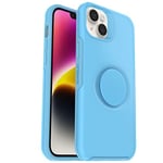 OtterBox iPhone 14 Plus Otter + Pop Symmetry Series Clear Case - You Cyan This (Blue), Integrated PopSockets PopGrip, Slim, Pocket-Friendly, Raised Edges Protect Camera & Screen