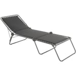 Lafuma Mobilier - Bain De Soleil - Transat Piscine et Jardin - Chaise Longue Pliant Matelassé - Siesta l - Polycoton - Gris Ardoise Ardoise