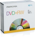 10 Genuine Memorex Blank DVD+RW discs 2x 4.7GB 120 mins Rewritable Jewel case