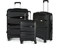 Kuffertsæt Rw Travel Alfrida Sort 20”/24”/28” Pp-Plast Med Tsa-Lås