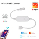 TUYA Zigbee-Mini contrôleur de bande LED intelligent,5V,12V,24V,RGBW,RGBWW,RGB + CCT,contrôleur de gradateur RVB,Alexa Echo Plus,commande vocale - Type RGBW