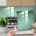 Credence Adhesive pour Cuisine Brique Palme Hellgrün 10 Pcs Stickers Muraux Salle de Bains Cuisine Carrelage Adhesif Mural avec Motifs de Carrelage