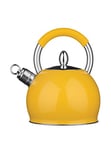 Premier Housewares 505127Premier Houseware Whistling Kettle Travel Kettle Heat Resistant Handle Coffee Kettle Stainless Steel Kettle Yellow Kettle Stove Kettle 2.4 L 25Hx19Wx19D,2.4 Litre