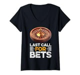 Womens Roulette LAST CALL FOR BET Funny Casino Roulette V-Neck T-Shirt