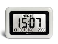 Horloge Numérique et Calendrier Perpétuel - La Viso10 de Geemarc avec Réglage Automatique de l’Heure et Grands Caractères - Pour les Personnes Vivant avec Alzheimer - Sans Rétroéclairage