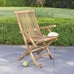 Fauteuil de jardin en teck huilé massif pliant - Marron