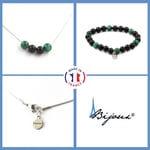 Parure Bracelet Collier Perles Agate noire + Mica vert de Tanzanie 8 Taille per