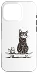 Coque pour iPhone 16 Pro Skateboard Chat et Grenouille Animaux Bizarres Skateboarding