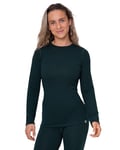 DANISH ENDURANCE Thermal Tops Womens, Merino Wool Base Layer Thermal Long Sleeve Top Women, Warm Winter Thermals, Dark Green, XXL