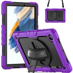 Coque pour Samsung Galaxy Tab A 8.4 SM-T307/T307U/T307 2020, Fine, résistante aux Chocs, Robuste avec Support Rotatif à 360°, poignée et bandoulière pour Tablette Galaxy Tab A 8.4 (Violet B)