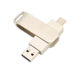 Puhelimen Memory Stick USB 3.0 Type C 2 in 1 Metallinen pyörivä kannettava flash-asema tablet-laitteille Kuvien tallennus Hopea 32GB