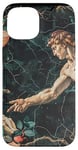 Coque pour iPhone 15 Noir Art Déco Floral Michel-Ange Création Of Adam Sixtine