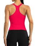 ATTRACO Sport Vest for Women Fit Yoga Vest Gym Tops with Built in Bras Red L