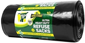 BIN IT 10 Ultra Heavy Duty 120 Litre XL Refuse Sacks Bin Bags Bin Liners 80kg L