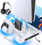 PS5 / PS5 Slim Stand and Cooling Station with LED Controller Charging Station fo