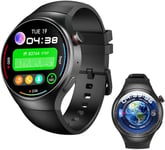 Montre Connectée Android 4g Avec Gps, Navigation En Temps Réel, 2 Go De Ram, 16 Go De Rom, Écran Tactile De 1,43 Pouces, Moniteur D'activité Avec Fréquence Cardiaque Wifi/Sim (Noir)