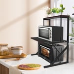 Meuble Rangement Cuisine Support pour four à micro-ondes à 2 niveaux,Étagère Multifonction pour Micro Ondes 655430cm Noir